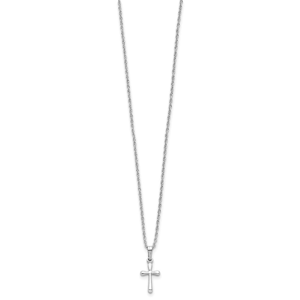 Kelly Waters Rhodium-plated Small Polished Rounded Cross 18 inch Necklace