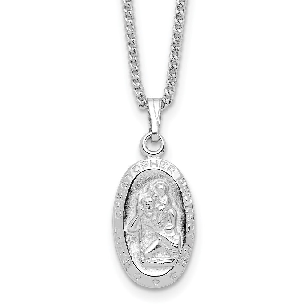 Kelly Waters Rhodium-plated Oval St. Christopher Medal 18 inch Necklace