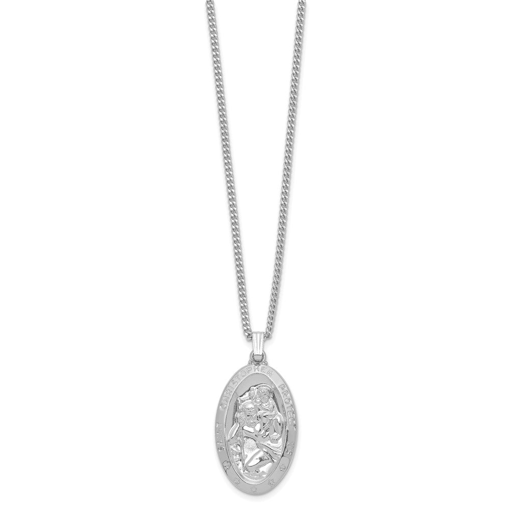 Kelly Waters Rhodium-plated Large Oval St. Christopher Medal 24in Necklace