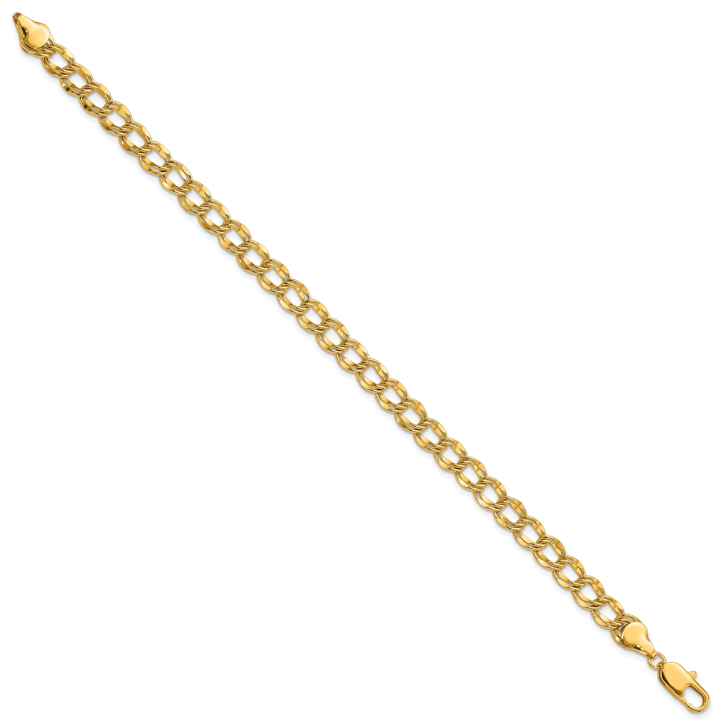 7in Gold-plated Kelly Waters 6.5mm Double Link Charm Bracelet KW491