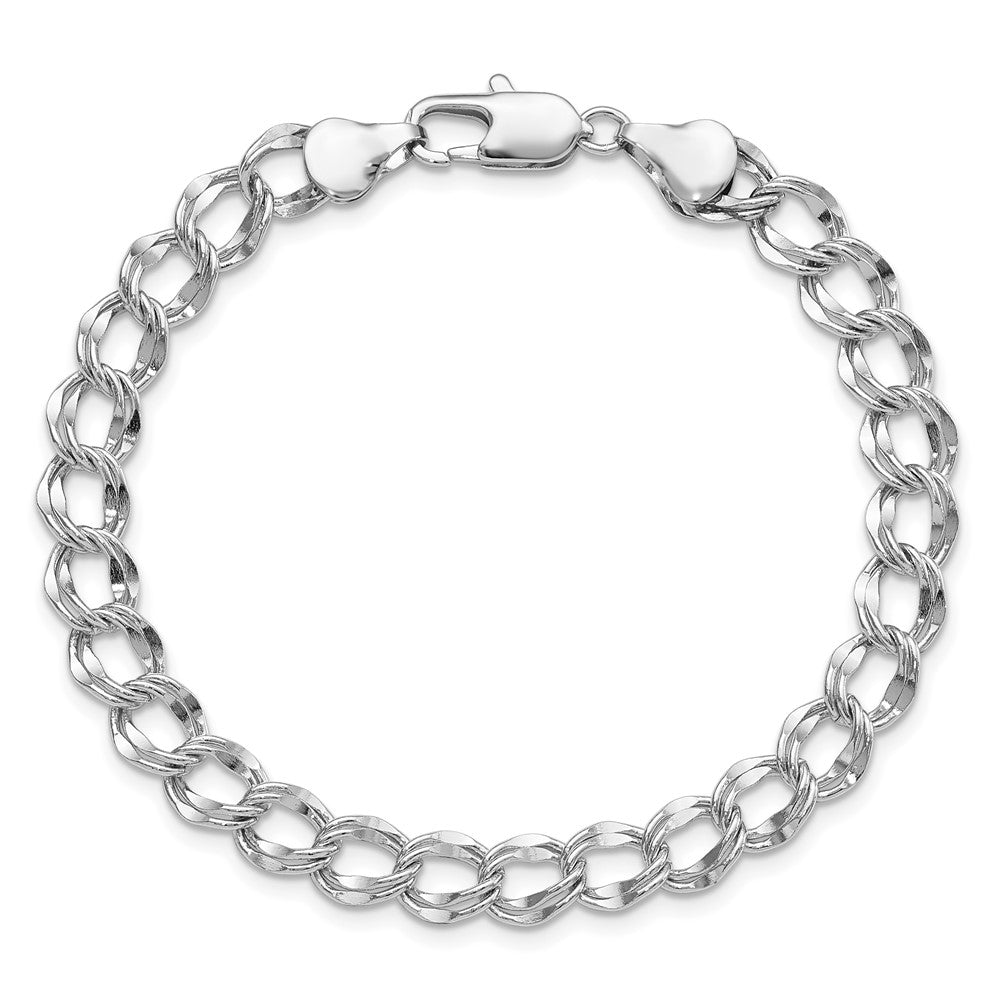 Kelly Waters Rhodium-plated  6.5mm Double Link Charm 7.25 inch Bracelet