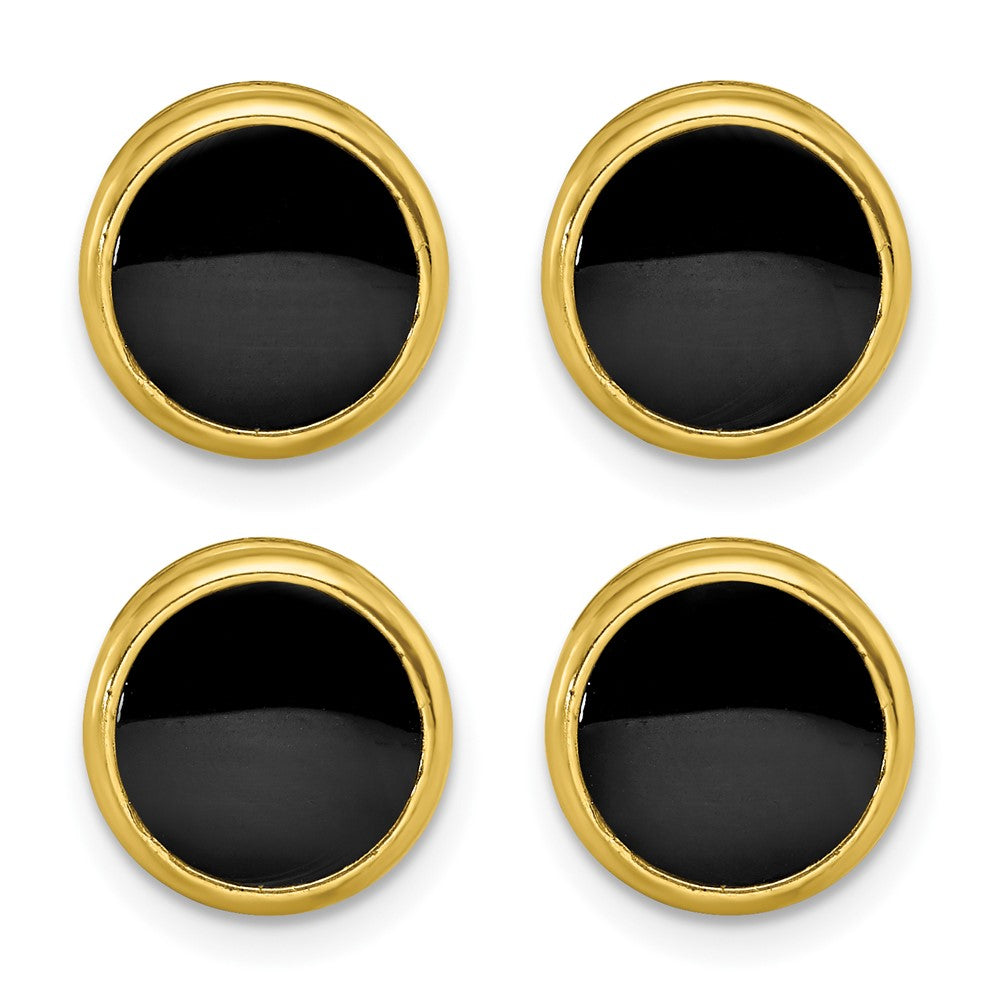 Kelly Waters Gold-plated Black Epoxy Four Piece Tuxedo Studs Set