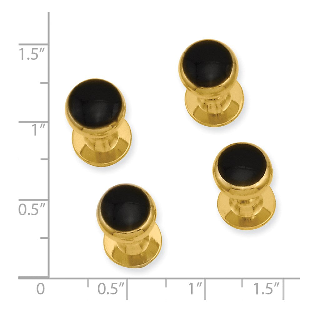 Kelly Waters Gold-plated Black Epoxy Four Piece Tuxedo Studs Set