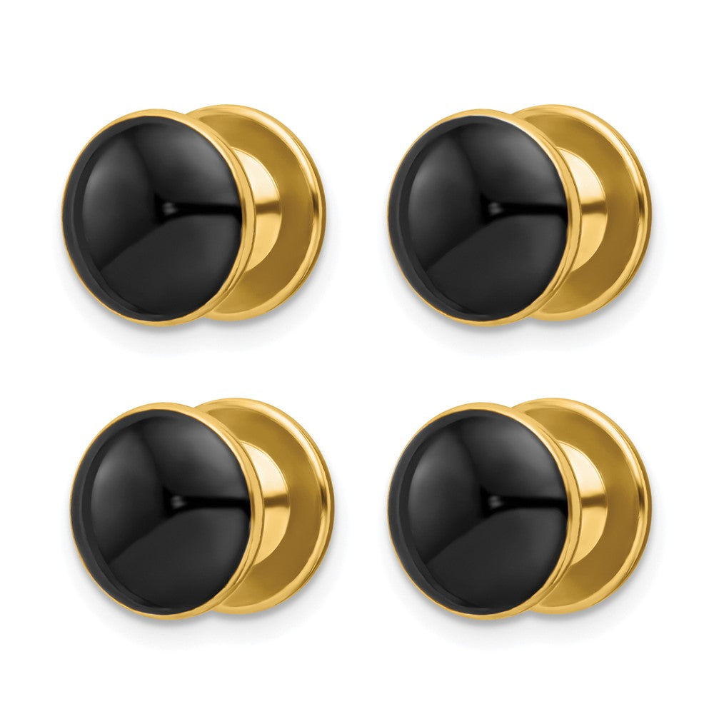 Kelly Waters Gold-plated Black Epoxy Four Piece Tuxedo Studs Set