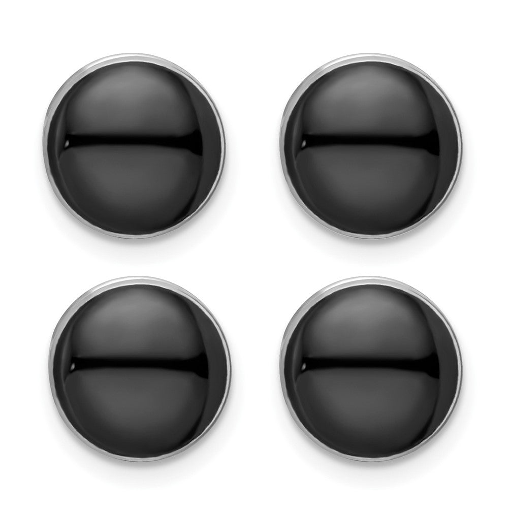 Kelly Waters Rhodium-plated Black Epoxy Four Piece Tuxedo Studs Set