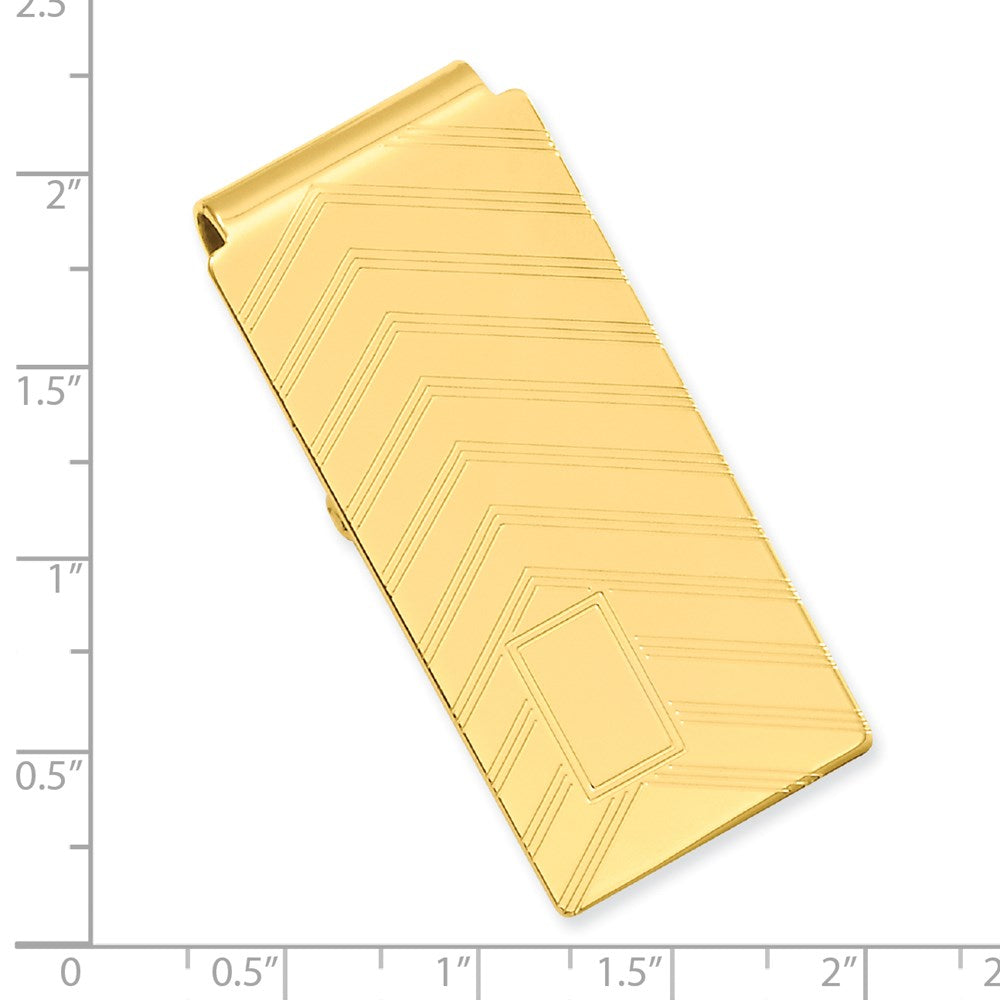 Gold-plated Kelly Waters Chevron Engraveable Hinged Money Clip