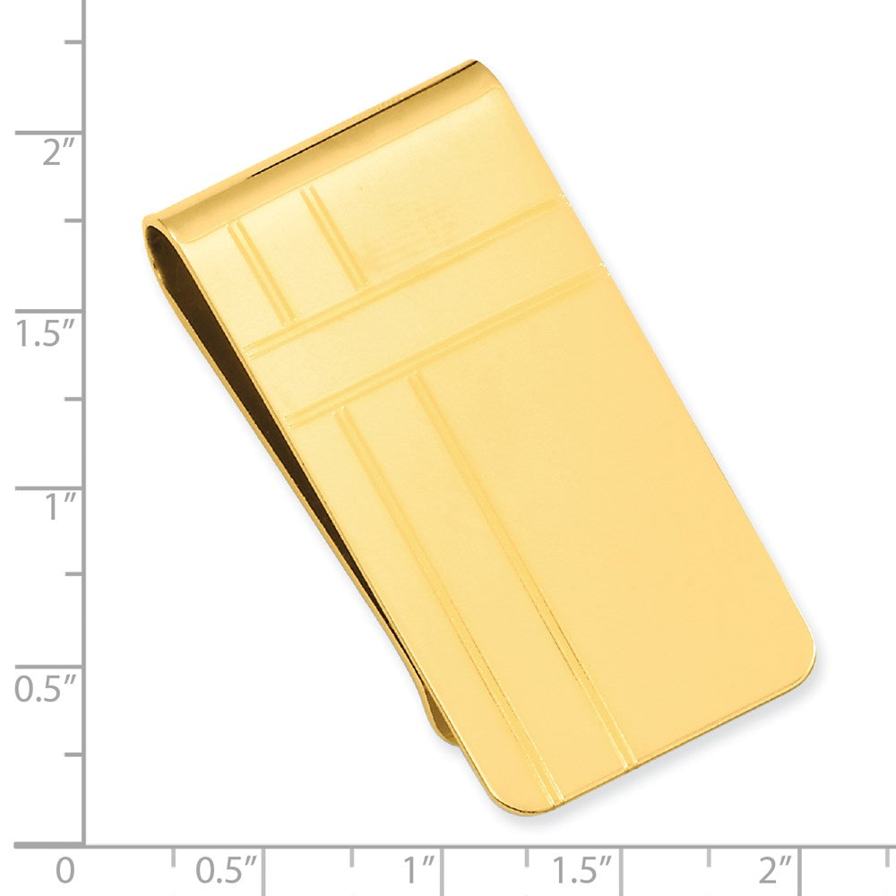 Gold-plated Kelly Waters Criss Cross Pattern Engraveable Money Clip