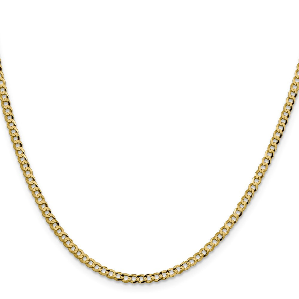 14K 24 inch 3.1mm Lightweight Flat Cuban with Lobster Clasp Chain