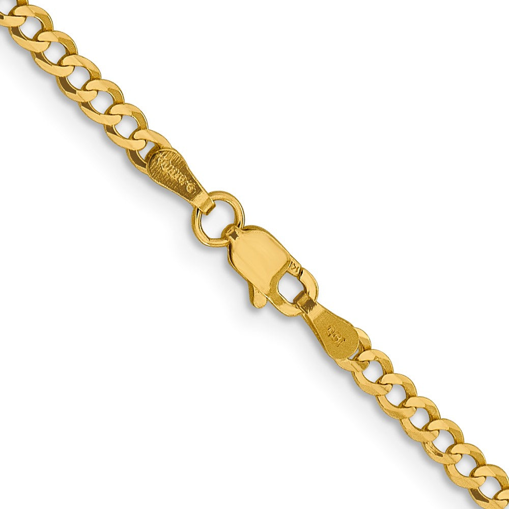 14K 24 inch 3.1mm Lightweight Flat Cuban with Lobster Clasp Chain