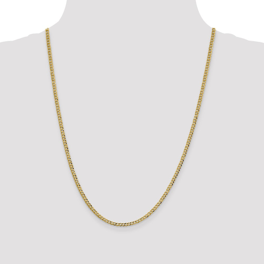 14K 24 inch 3.1mm Lightweight Flat Cuban with Lobster Clasp Chain