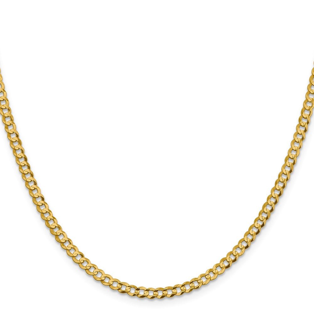 14K 24 inch 3.7mm Lightweight Flat Cuban with Lobster Clasp Chain