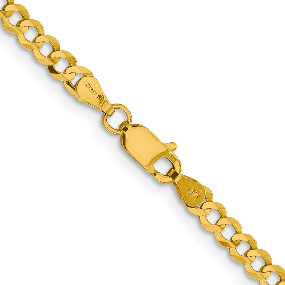 14K 24 inch 3.7mm Lightweight Flat Cuban with Lobster Clasp Chain