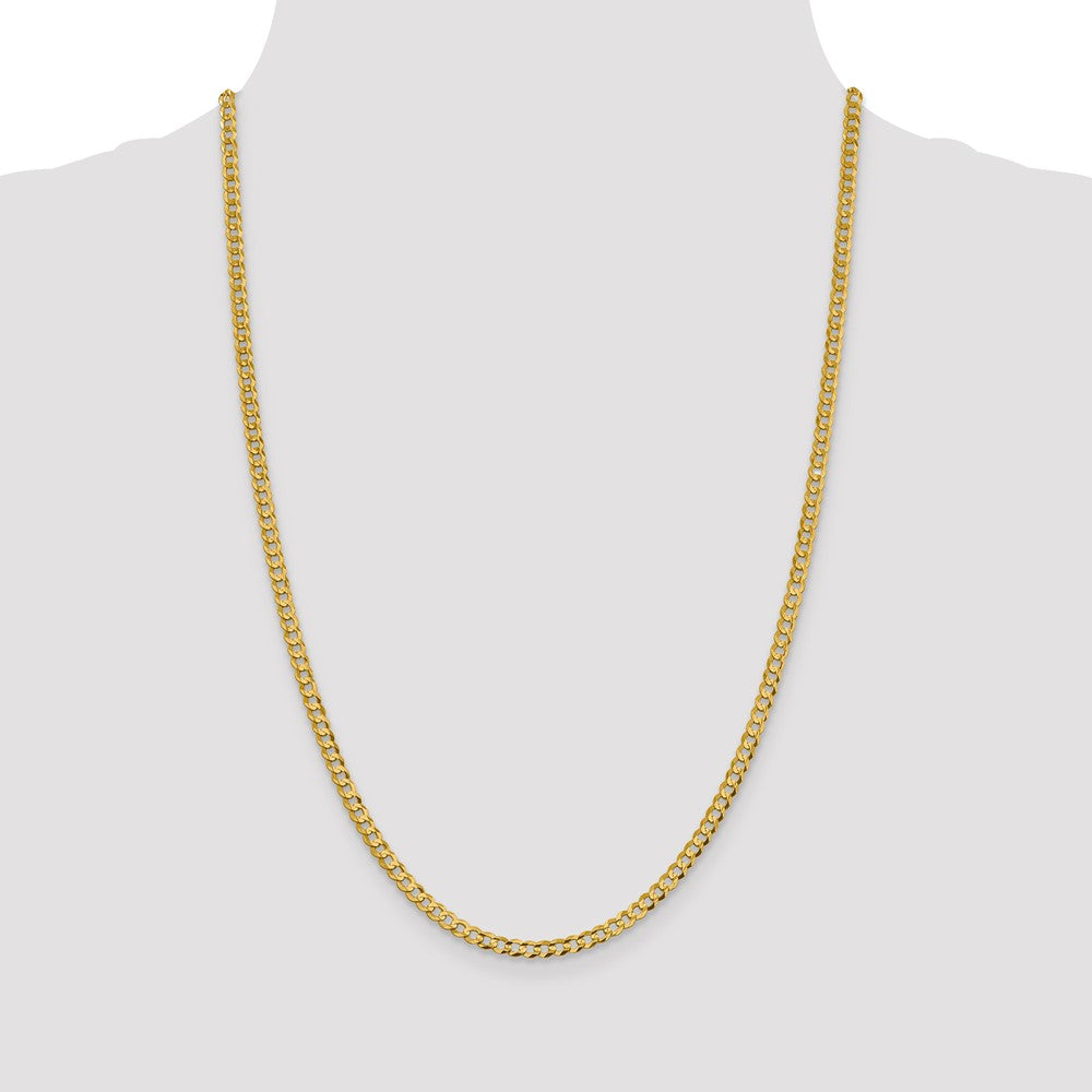 14K 24 inch 3.7mm Lightweight Flat Cuban with Lobster Clasp Chain