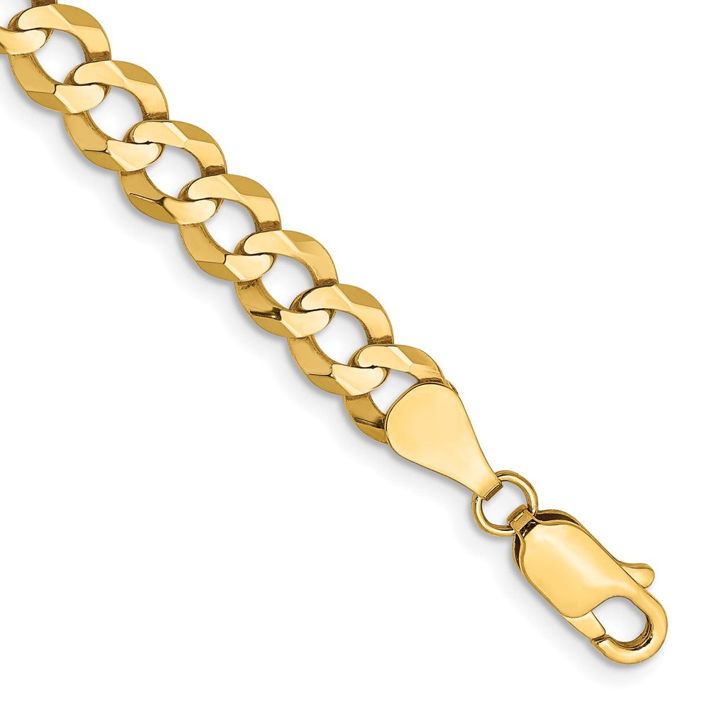 14K 8 inch 5.9mm Lightweight Flat Cuban with Lobster Clasp Bracelet