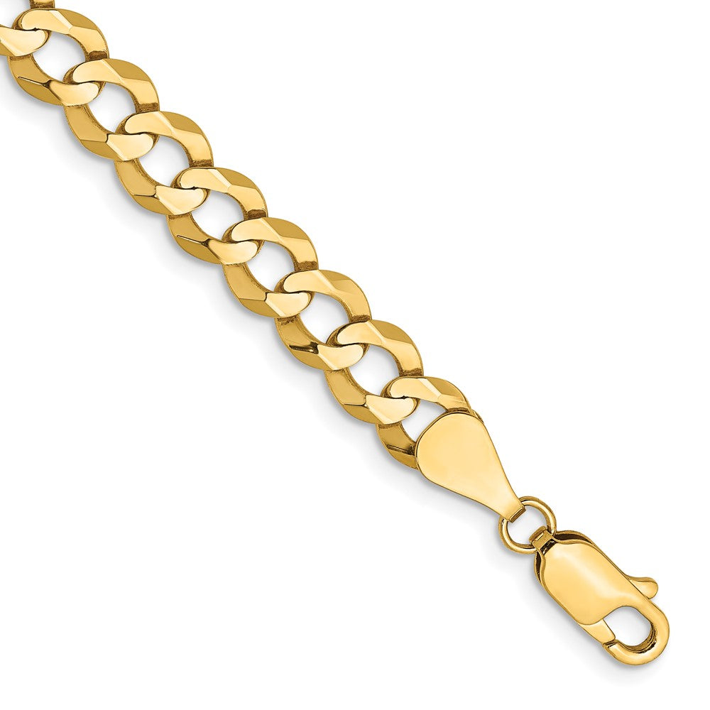 14K 8 inch 7.2mm Lightweight Flat Cuban with Lobster Clasp Bracelet