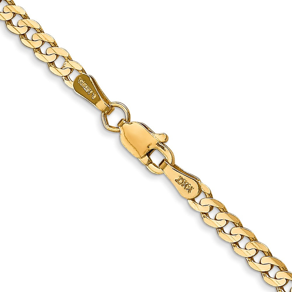 14K 24 inch 3mm Open Concave Curb with Lobster Clasp Chain