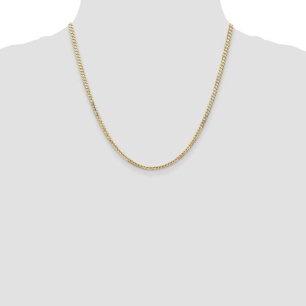 14K 20 inch 3mm Open Concave Curb with Lobster Clasp Chain