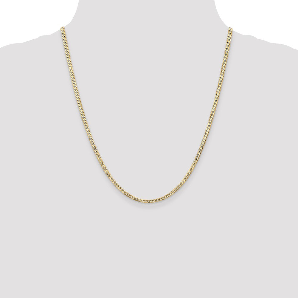 14K 22 inch 3mm Open Concave Curb with Lobster Clasp Chain