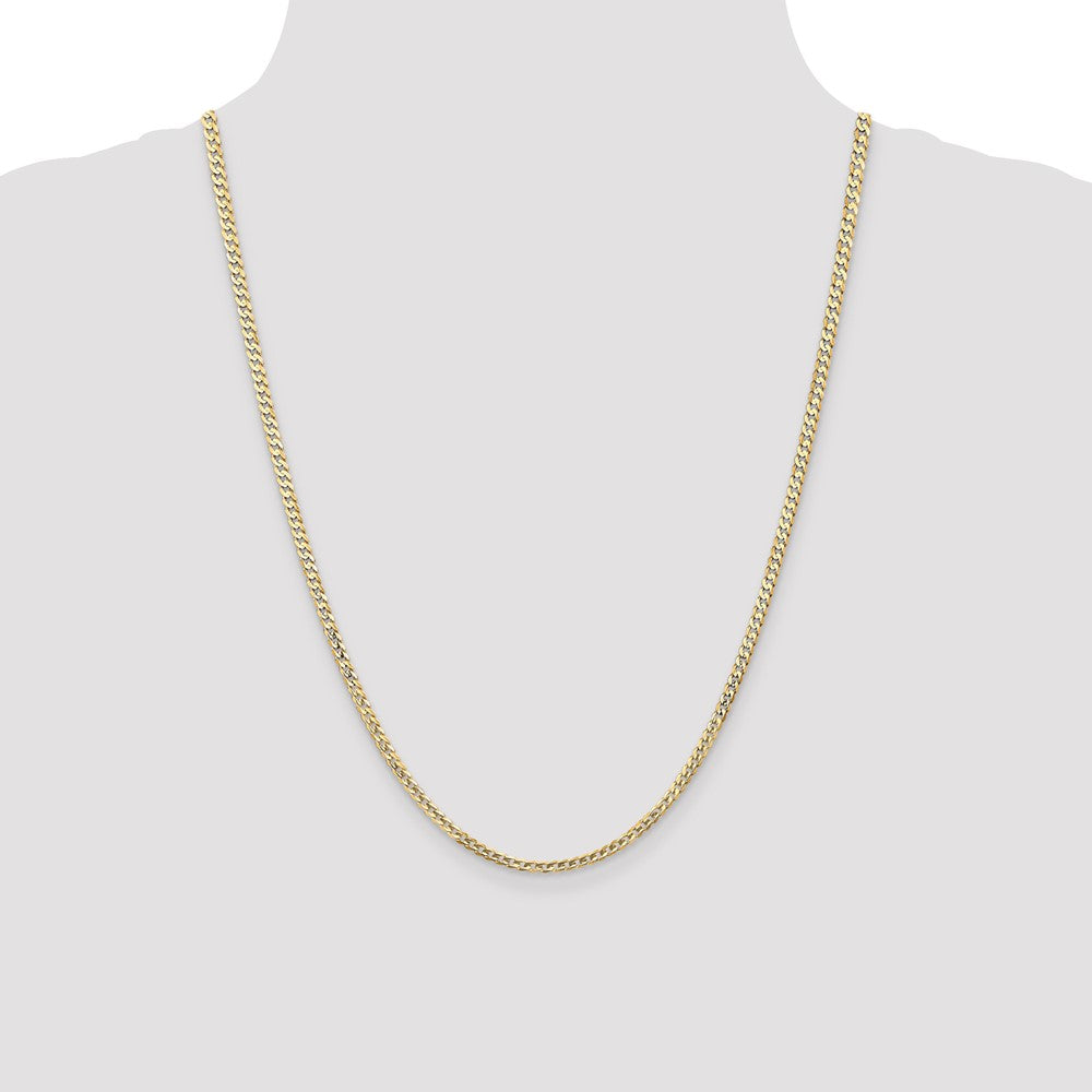 14K 24 inch 3mm Open Concave Curb with Lobster Clasp Chain