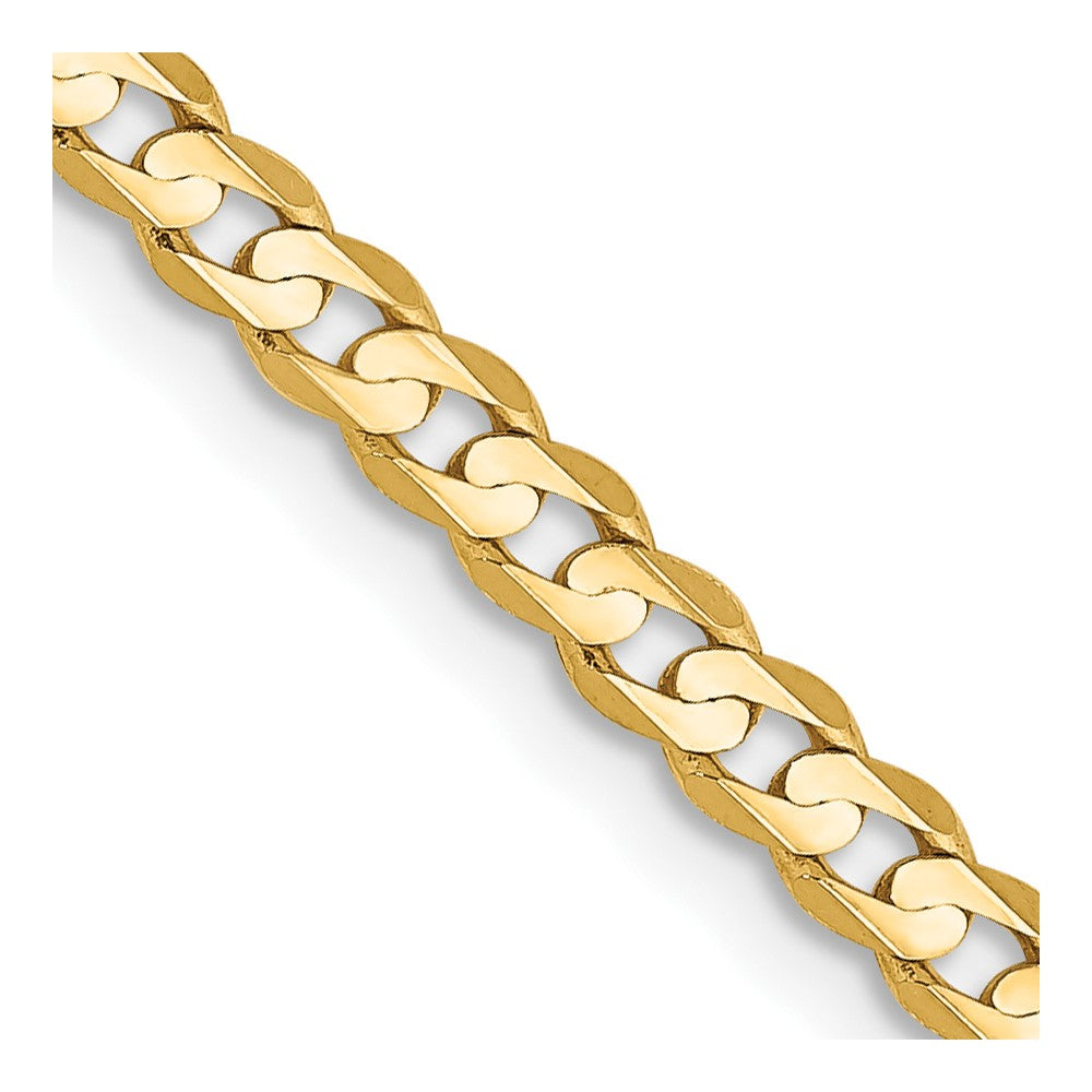 14K 24 inch 3mm Open Concave Curb with Lobster Clasp Chain