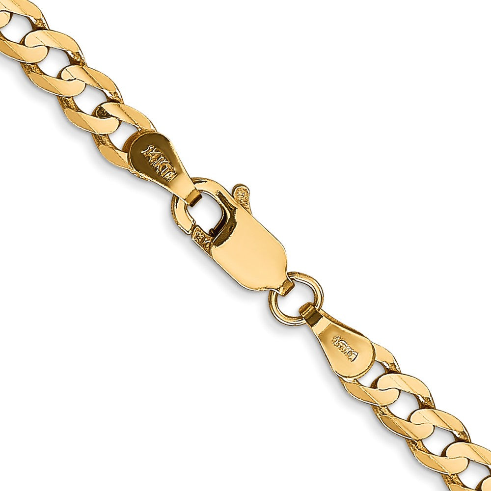 14K 24 inch 3.8mm Open Concave Curb with Lobster Clasp Chain