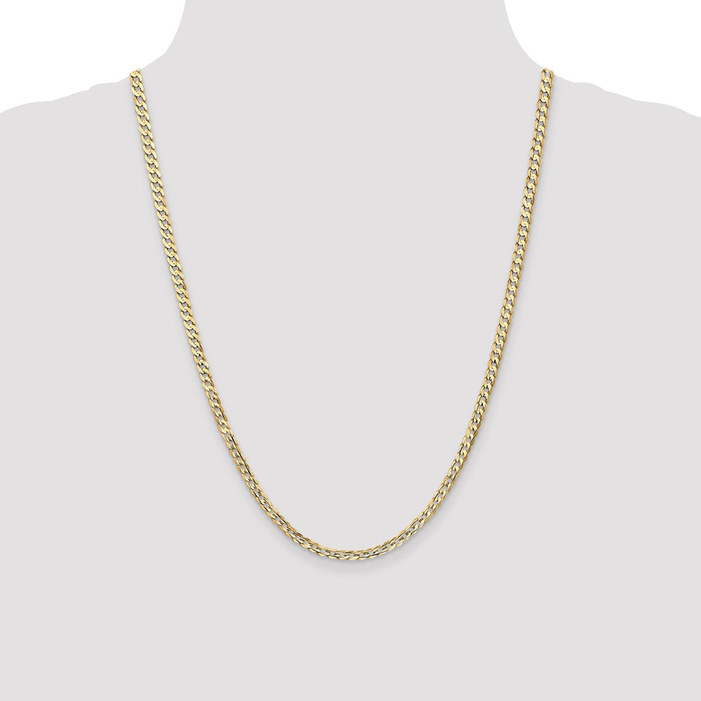 14K 24 inch 3.8mm Open Concave Curb with Lobster Clasp Chain