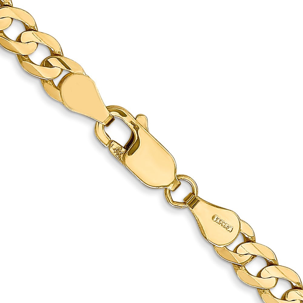 14K 24 inch 4.5mm Open Concave Curb with Lobster Clasp Chain