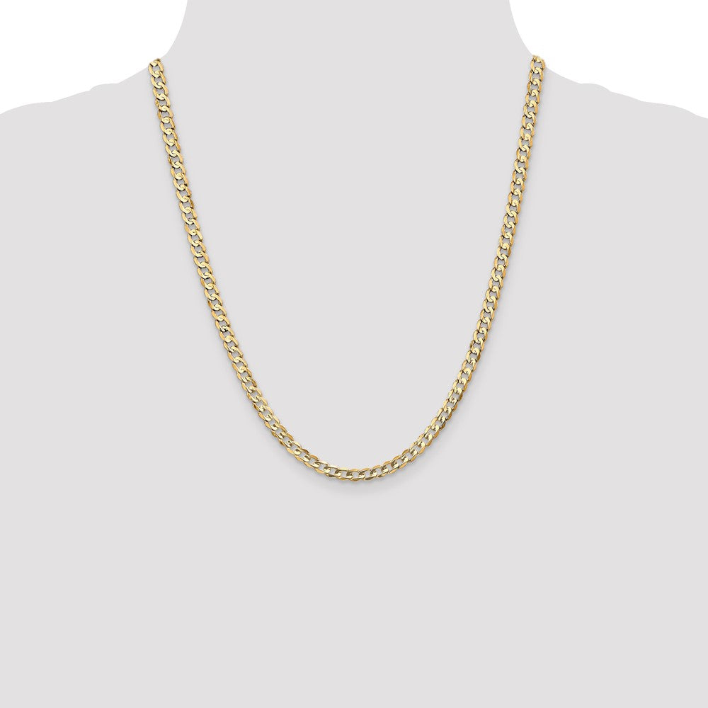 14K 22 inch 4.5mm Open Concave Curb with Lobster Clasp Chain