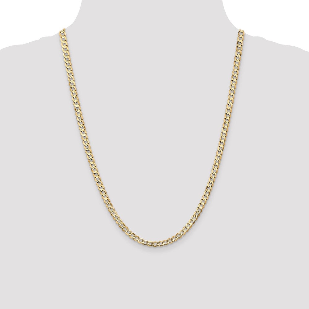 14K 24 inch 4.5mm Open Concave Curb with Lobster Clasp Chain