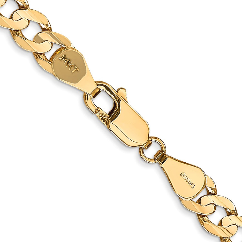 14K 24 inch 5.25mm Open Concave Curb with Lobster Clasp Chain