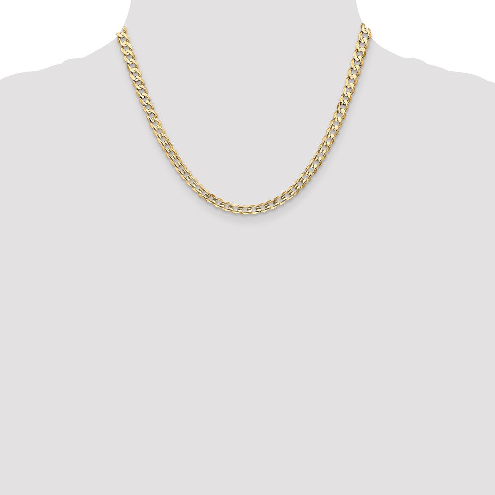 14K 18 inch 5.25mm Open Concave Curb with Lobster Clasp Chain