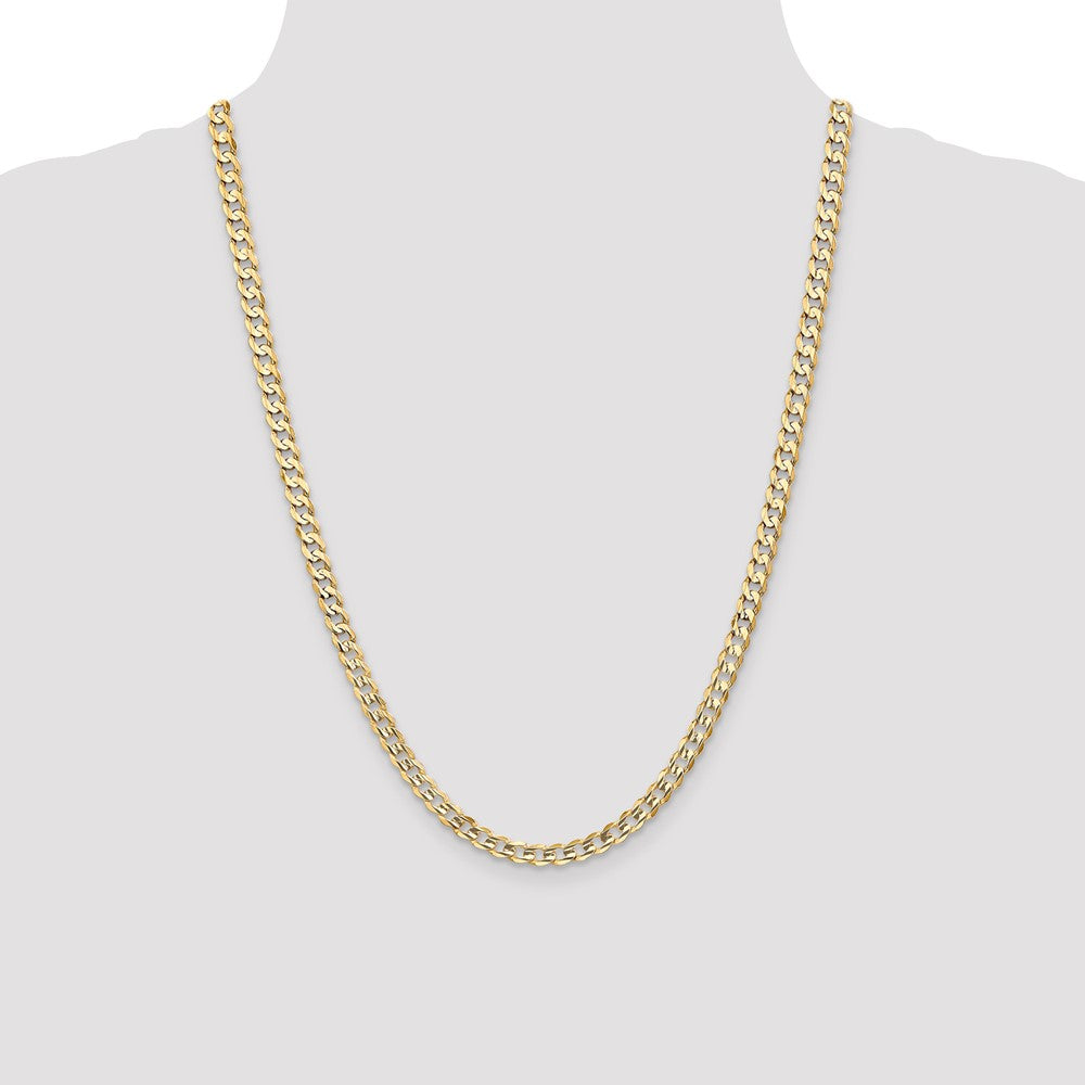 14K 24 inch 5.25mm Open Concave Curb with Lobster Clasp Chain