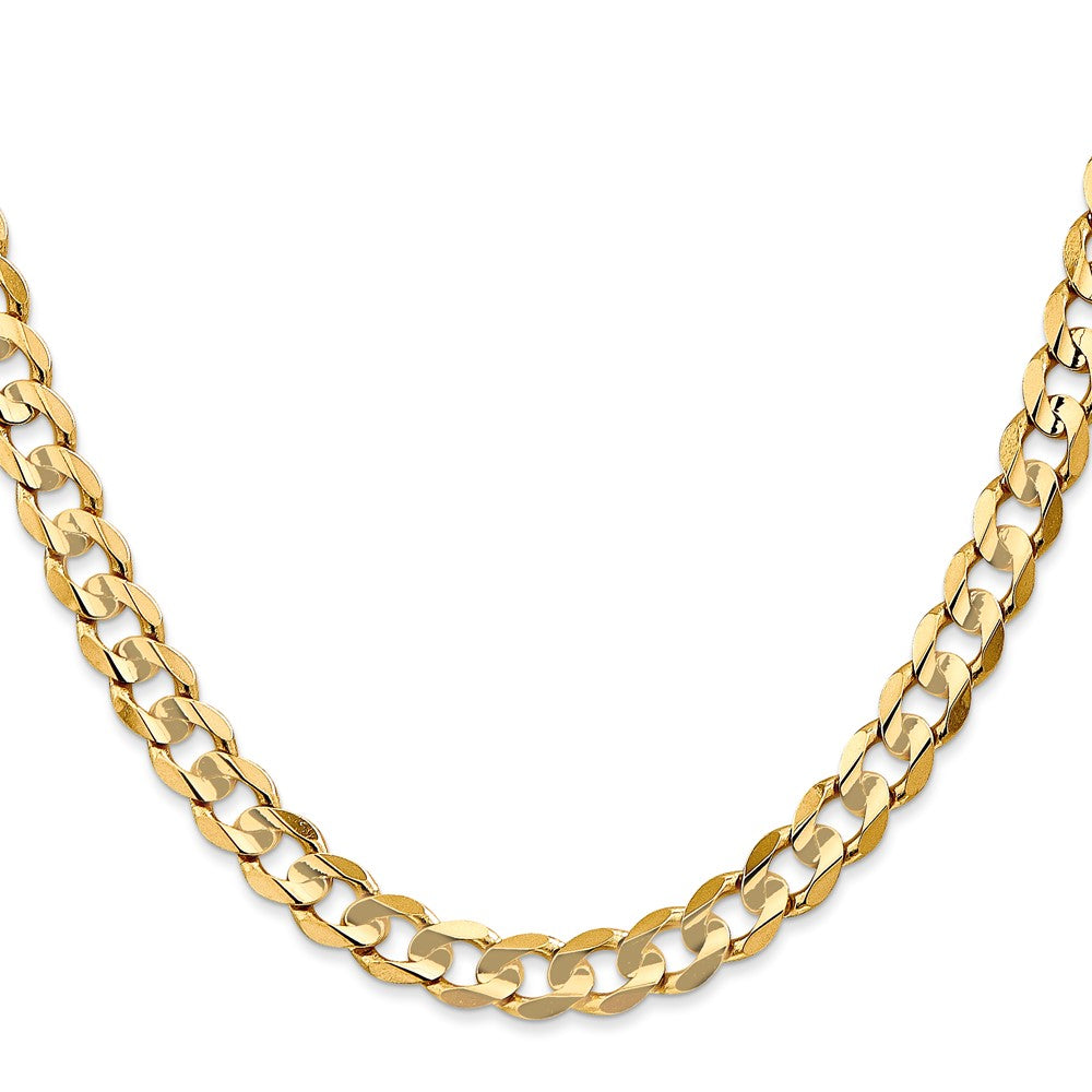 14K 24 inch 6.75mm Open Concave Curb with Lobster Clasp Chain