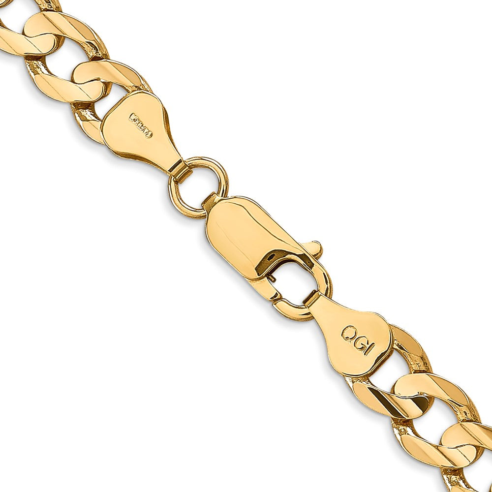 14K 24 inch 6.75mm Open Concave Curb with Lobster Clasp Chain