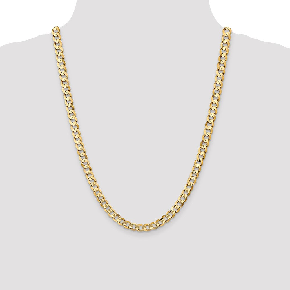 14K 24 inch 6.75mm Open Concave Curb with Lobster Clasp Chain