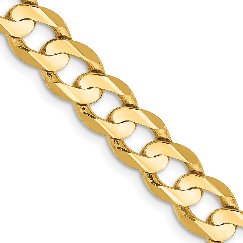 14K 24 inch 6.75mm Open Concave Curb with Lobster Clasp Chain