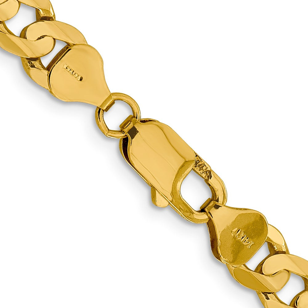 14K 22 inch 7.5mm Open Concave Curb with Lobster Clasp Chain