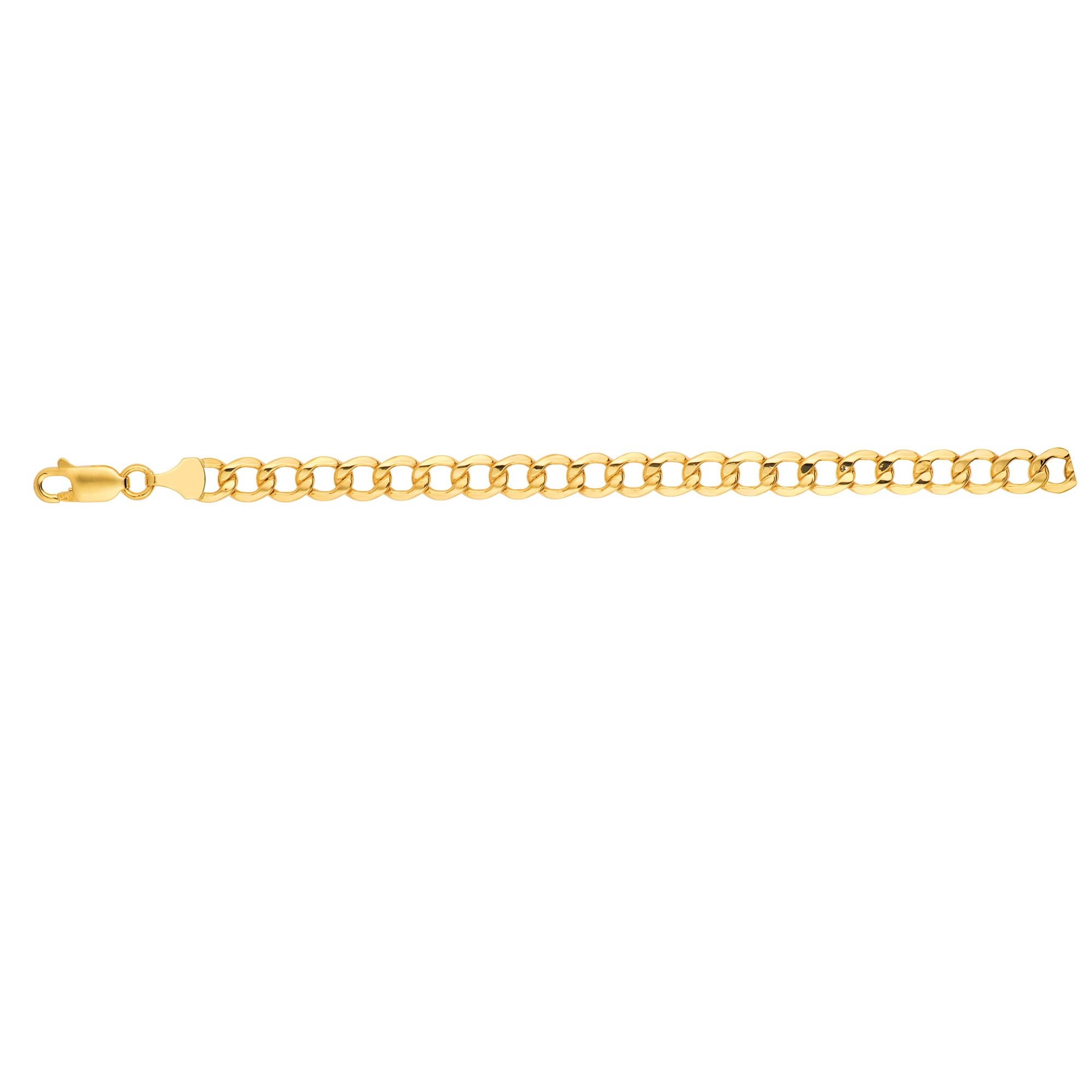 14K Yellow Gold 6.2mm Lite Curb 24" Chain with Lobster Lock