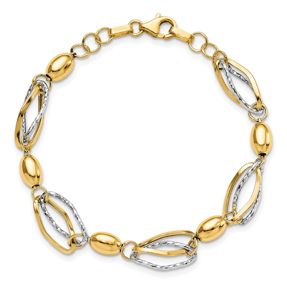 14K Two-tone Polished and D/C Bracelet