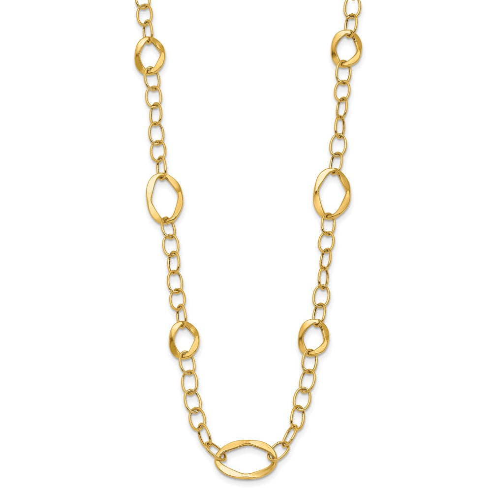 14K Polished Fancy Link w/2in ext. Necklace