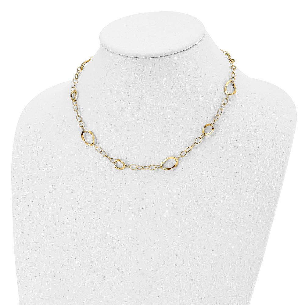 14K Polished Fancy Link w/2in ext. Necklace