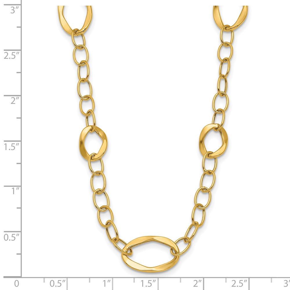 14K Polished Fancy Link w/2in ext. Necklace