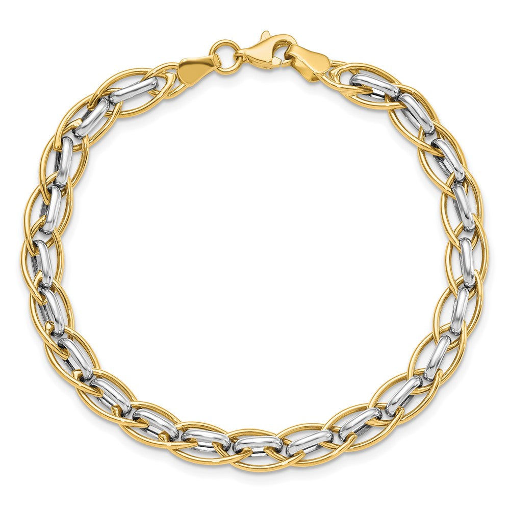 14K Two-tone Polished Fancy Link Bracelet