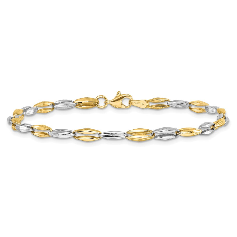 14K Two-tone Polished Fancy Link Bracelet