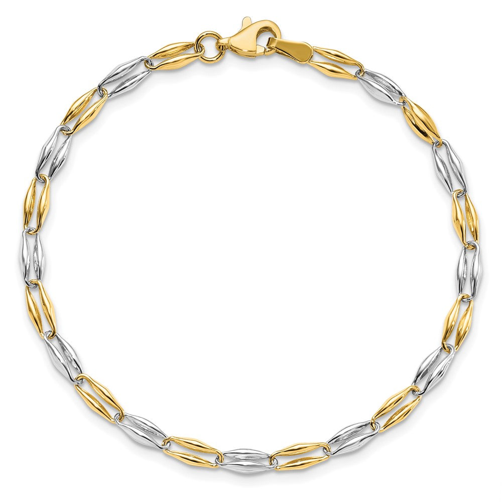 14K Two-tone Polished Fancy Link Bracelet