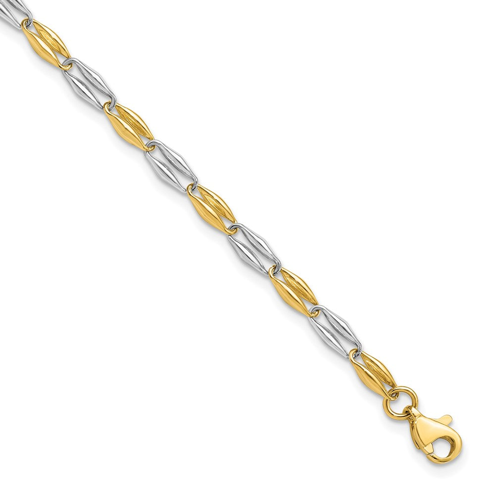 14K Two-tone Polished Fancy Link Bracelet