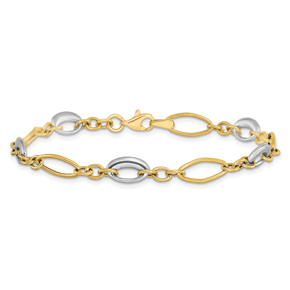 14K Two-tone Polished Fancy Link Bracelet