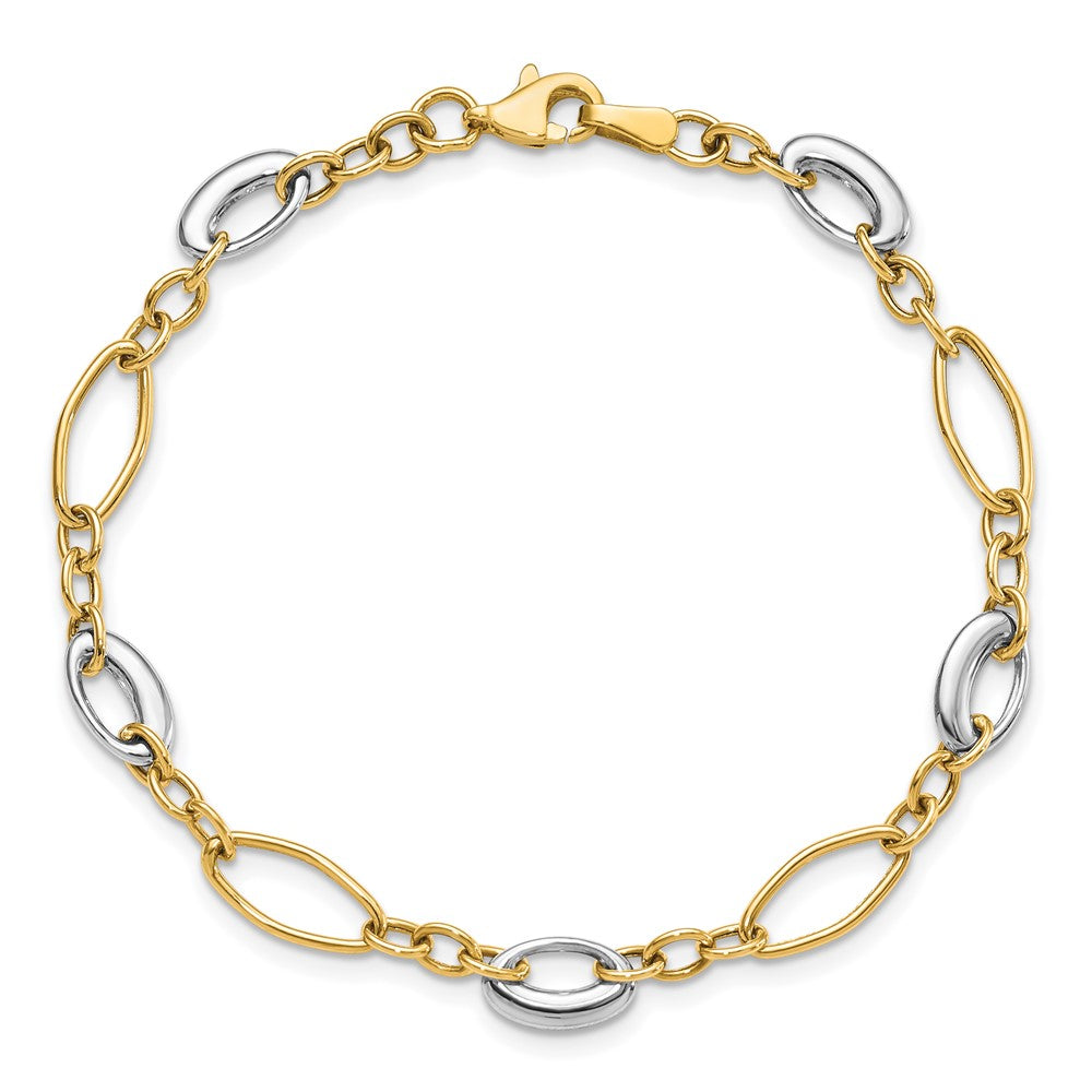 14K Two-tone Polished Fancy Link Bracelet