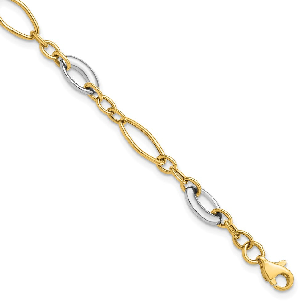 14K Two-tone Polished Fancy Link Bracelet