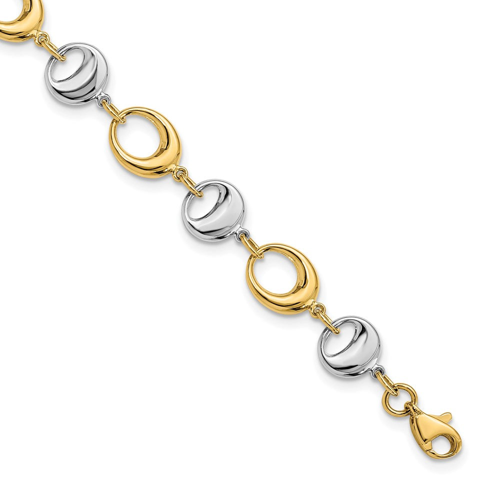 14K Two-tone Polished Link Bracelet